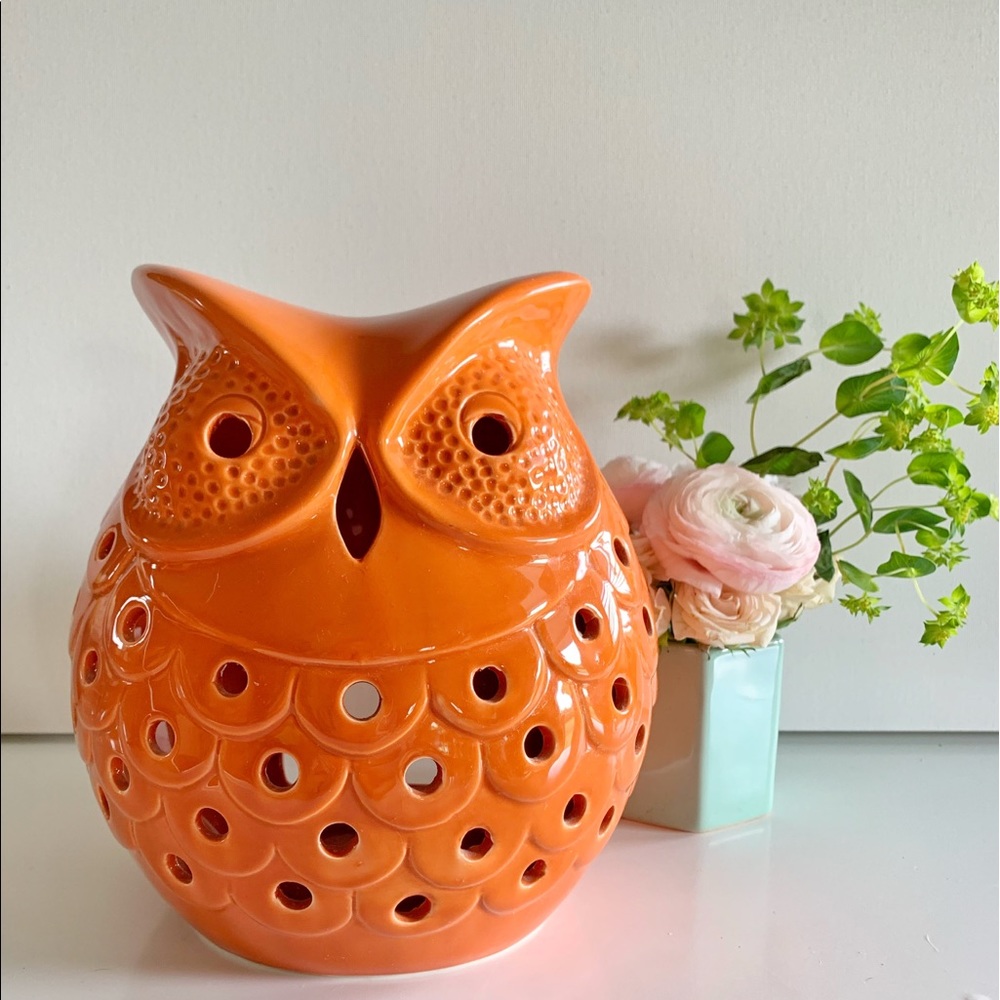 Ceramic Owl Candle Holder 🦉🧡